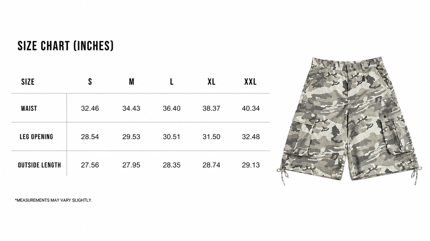 “SNOW CAMO” SHORTS